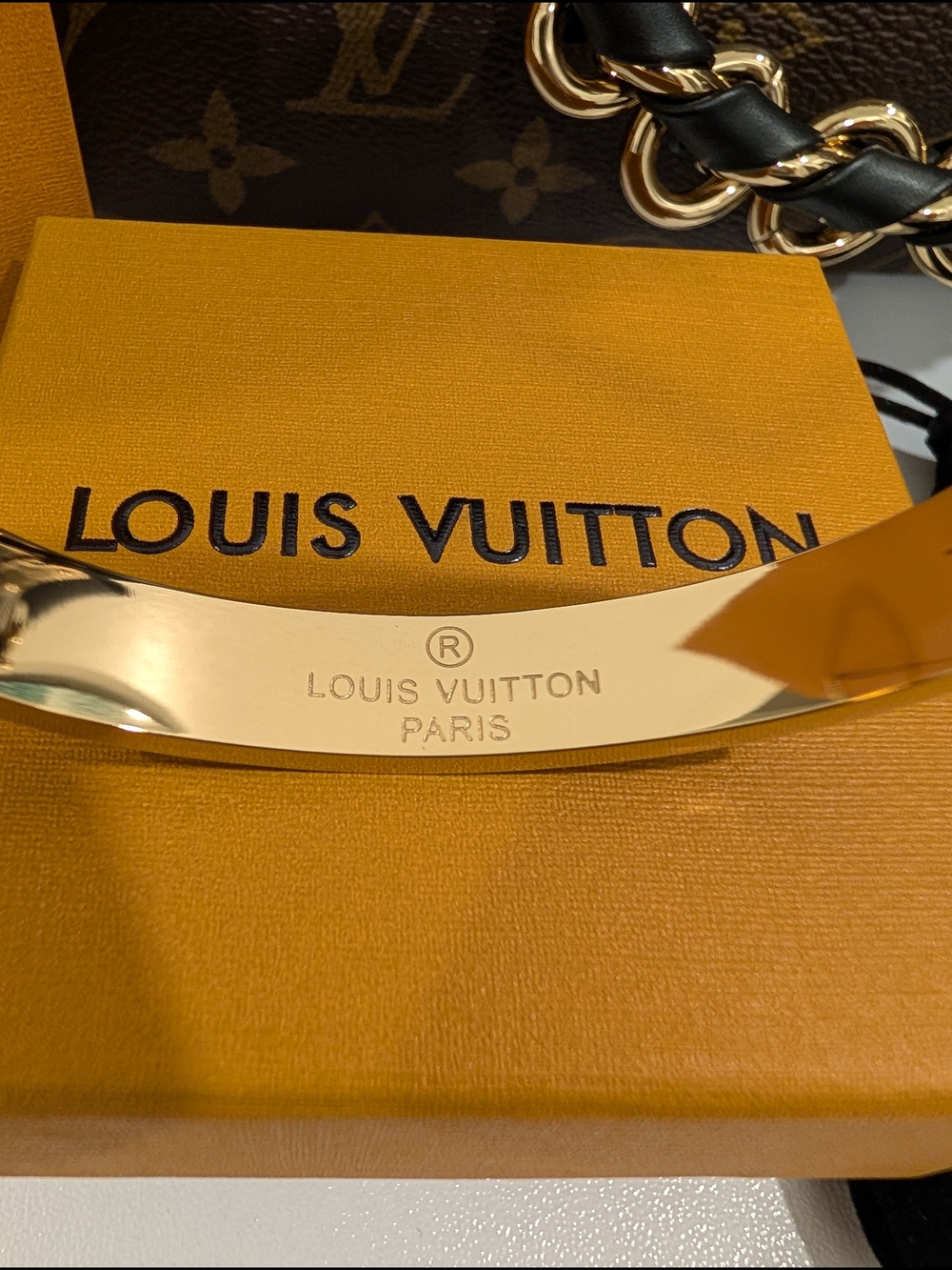 Louis Vuitton Gold Monogram Engraved Bangle Bracelet - Picture 5 of 6